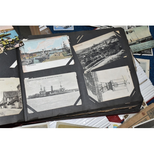 469 - ONE BOX OF POSTCARDS & PHOTOGRAPHS in albums and loose comprising rare examples from the early 20th ... 