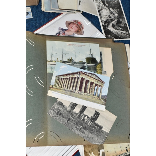 469 - ONE BOX OF POSTCARDS & PHOTOGRAPHS in albums and loose comprising rare examples from the early 20th ... 