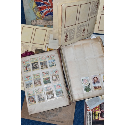 473 - ONE BOX containing a large collection of Cigarette Cards and 'Silks' in 1d albums and loose to inclu... 