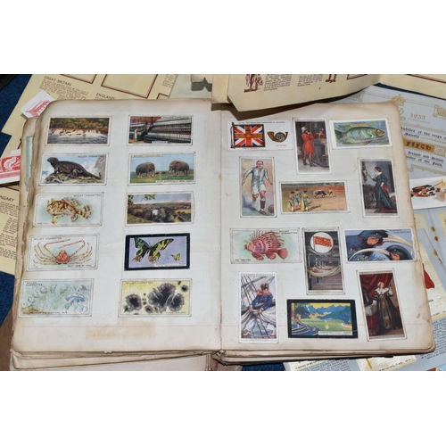 473 - ONE BOX containing a large collection of Cigarette Cards and 'Silks' in 1d albums and loose to inclu... 