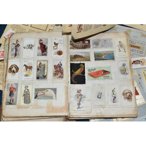 473 - ONE BOX containing a large collection of Cigarette Cards and 'Silks' in 1d albums and loose to inclu... 