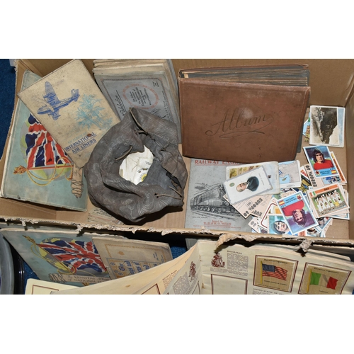 473 - ONE BOX containing a large collection of Cigarette Cards and 'Silks' in 1d albums and loose to inclu... 