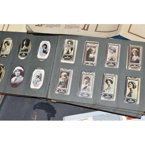 473 - ONE BOX containing a large collection of Cigarette Cards and 'Silks' in 1d albums and loose to inclu... 