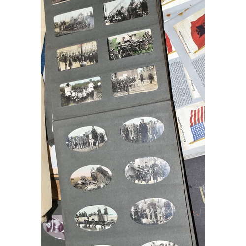 473 - ONE BOX containing a large collection of Cigarette Cards and 'Silks' in 1d albums and loose to inclu... 