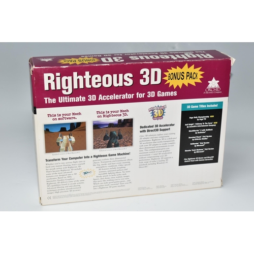 474 - ORCHID RIGHTEOUS 3D GRAPHICS CARD, in bonus pack box, includes the card and cable, untested (1 box)