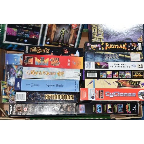 475 - BIG BOX PC VIDEO GAMES, spread across three boxes, includes Doom II (and expansions), Duke Nukem 3D ... 