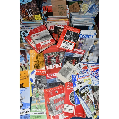 480 - FIVE BOXES OF ASSORTED FOOTBALL PROGRAMMES, containing a large collection of several hundred matchda... 