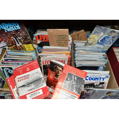 480 - FIVE BOXES OF ASSORTED FOOTBALL PROGRAMMES, containing a large collection of several hundred matchda... 