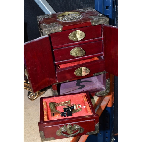 484 - AN EDWARDIAN SMOKER'S CABINET,  oak cased, glazed door and brass handled internal drawer, height 38c... 