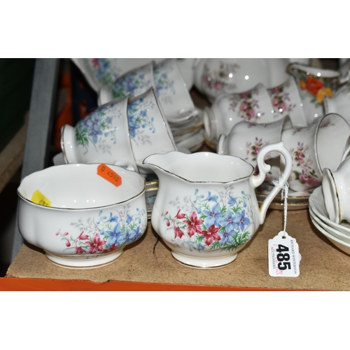 485 - A GROUP OF ROYAL ALBERT TEAWARE, to include a Friendship series 'Larkspur' pattern set of cake plate... 