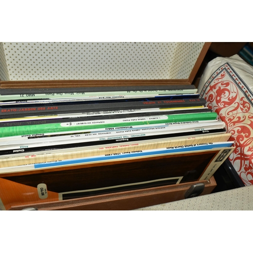 491 - FIVE BOXES OF L.P AND SINGLE CLASSICAL RECORDS, to include over one hundred L.P records and approxim... 