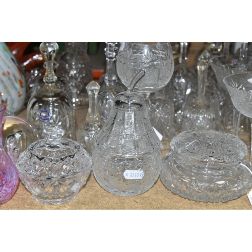 504 - A LARGE COLLECTION OF CUT GLASS BELLS AND GLASSWARE, comprising twenty three cut glass bells, maker'... 