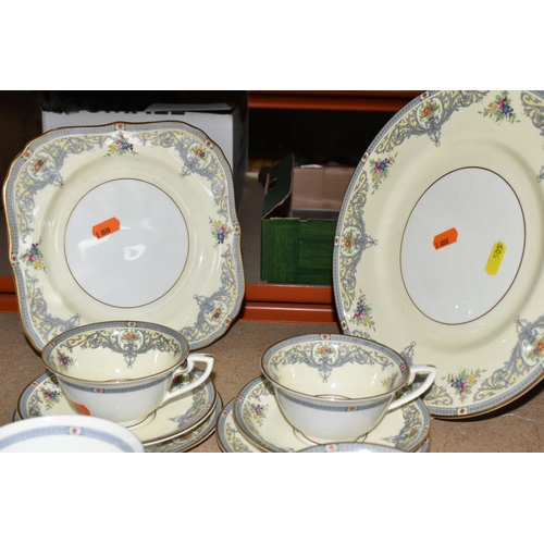 505 - A GROUP OF ROYAL WORCESTER 'THE DUCHESS' PATTERN TEAWARE, comprising one dinner plate, a square cake... 