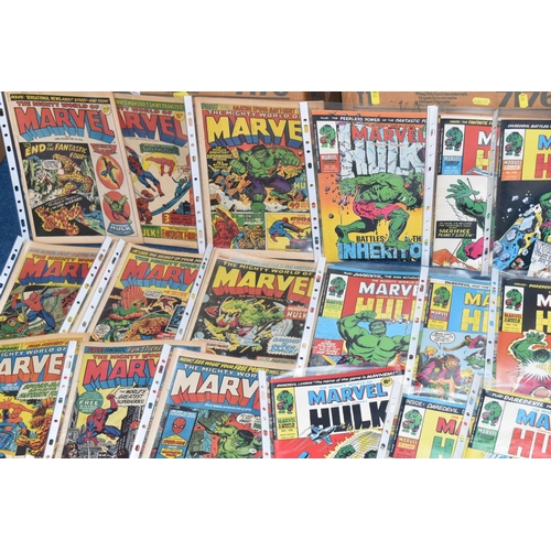 513 - MIGHTY WORLD OF MARVEL COMICS NO'S 1-250, two boxes of Marvel UK comics, also includes around ten mi... 