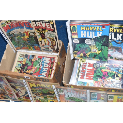 513 - MIGHTY WORLD OF MARVEL COMICS NO'S 1-250, two boxes of Marvel UK comics, also includes around ten mi... 