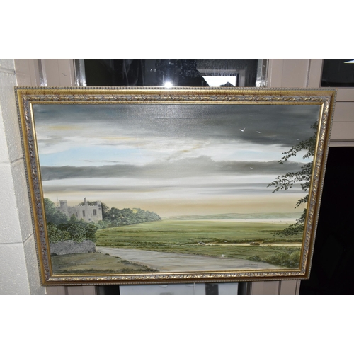 515 - A QUANTITY OF PICTURES AND PRINTS ETC, to include a Denis Healey oil on canvas 'Laughan Castle & Boa... 