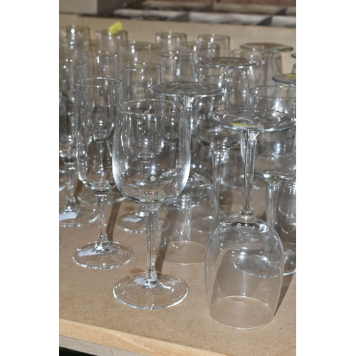 543 - THREE BOXES AND LOOSE OF SAINSBURY'S MEDIUM WINE GLASSES AND CHAMPAGNE FLUTES, over seventy wine gla... 