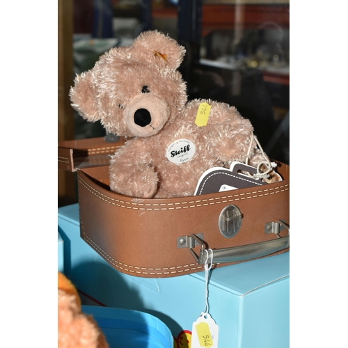 546 - FOUR STEIFF BEARS IN SUITCASES, comprising Fynn (111471), Fynn (111730), 'Master Builder' Fynn (1119... 