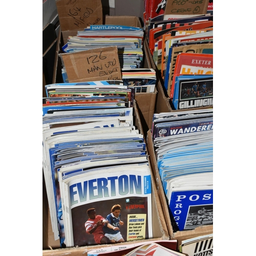 553 - SIX BOXES OF FOOTBALL PROGRAMMES, several hundred in total, includes Manchester United, Everton, Liv... 