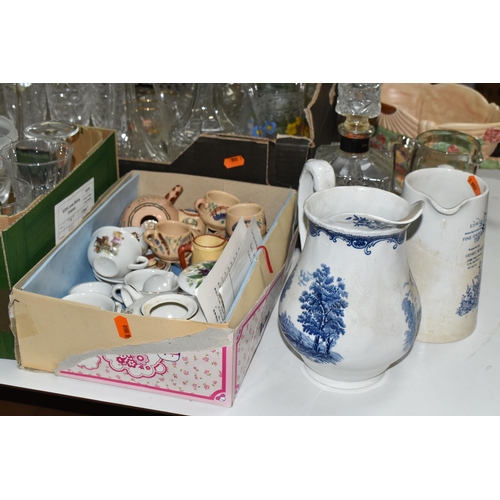 571 - FOUR BOXES AND LOOSE ORNAMENTS, CERAMICS AND GLASSWARE, to include assorted drinking glasses, plante... 