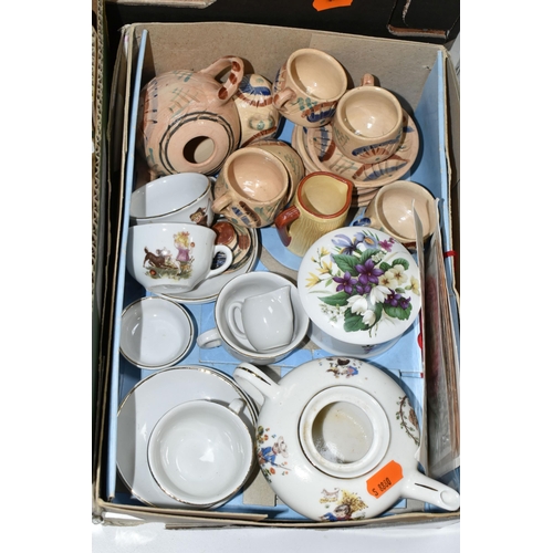 571 - FOUR BOXES AND LOOSE ORNAMENTS, CERAMICS AND GLASSWARE, to include assorted drinking glasses, plante... 