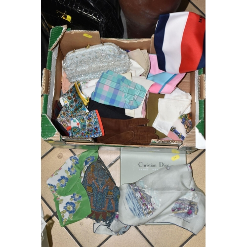 578 - TWO BOXES AND LOOSE VINTAGE CLOTHING, to include a large quantity of Victorian cotton and handmade l... 