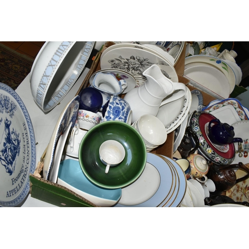 584 - FIVE BOXES OF DINNERWARE, to include an Alfred Meakin 'Bengal Tree' pattern dinner set, a pale blue ... 