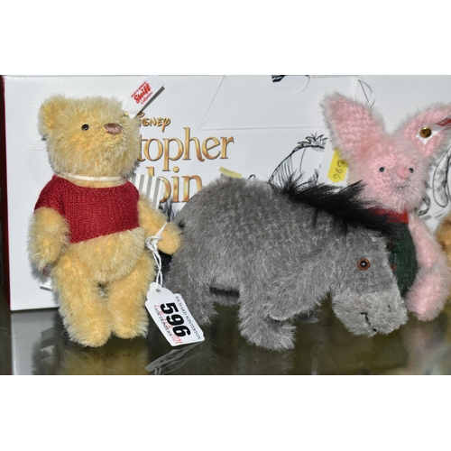 596 - A BOXED STEIFF LIMITED EDITION DISNEY CHRISTOPHER ROBIN GIFT SET OF FOUR CHARACTERS, (Piglet, Eeyore... 