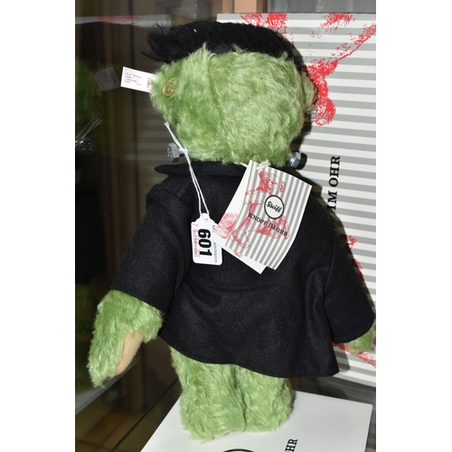 601 - A BOXED STEIFF LIMITED EDITION 'FRANKENSTEIN', no.690457, limited edition no. 82/1818, green mohair,... 