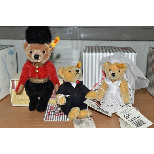 615 - THREE BOXED STEIFF TEDDY BEARS, comprising 026867 Great Escapes Series 2018 'London Teddy Bear', hei... 