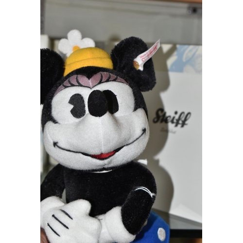 624 - A BOXED STEIFF LIMITED EDITION 'MINNIE MOUSE', with black and white mohair and cotton, gold coloured... 