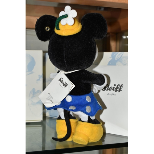 624 - A BOXED STEIFF LIMITED EDITION 'MINNIE MOUSE', with black and white mohair and cotton, gold coloured... 