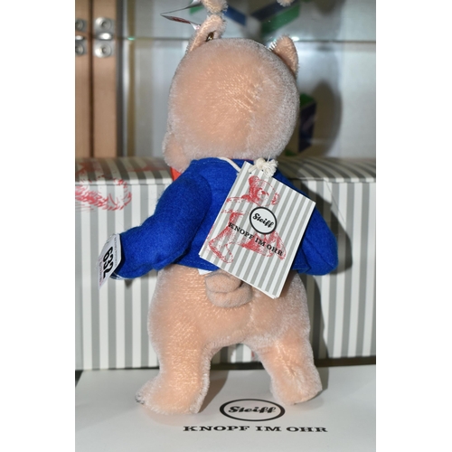 632 - A BOXED STEIFF LIMITED EDITION 'PORKY PIG', the character with pale pink mohair and cotton covering,... 