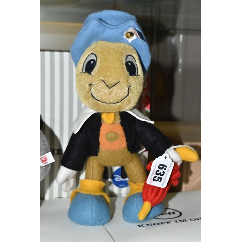 635 - TWO BOXED STEIFF LIMITED EDITION DISNEY CHARACTERS, comprising 'Jiminy Crickett', with mohair and wo... 