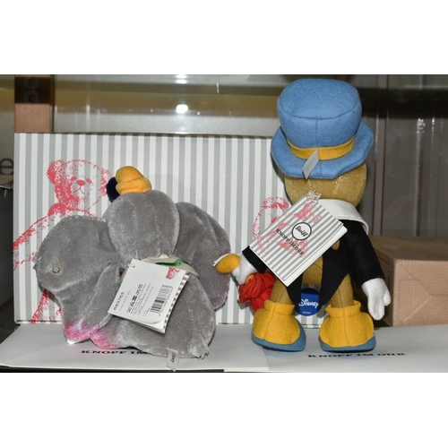 635 - TWO BOXED STEIFF LIMITED EDITION DISNEY CHARACTERS, comprising 'Jiminy Crickett', with mohair and wo... 