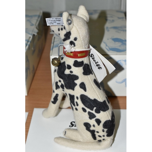 647 - A BOXED LIMITED EDITION STEIFF 'GREAT DANE LORD, REPLICA 1932', with a spotted wool felt covering, w... 