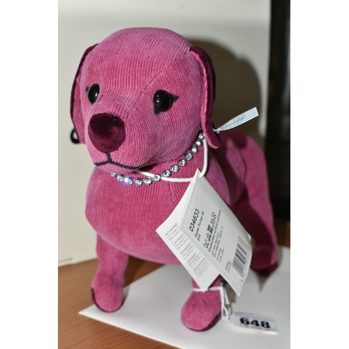 648 - A BOXED LIMITED EDITION STEIFF 'SELECTION DACHSHUND ROMEO', with a pink-mauve cotton corduroy coveri... 