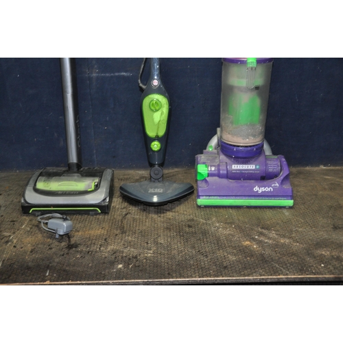 1073 - A DYSON DC04 UPRIGHT VACUUM CLEANER, a Gtech Airram cordless vacuum cleaner and a Steam mop (all PAT... 