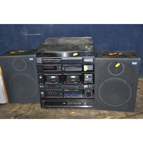 1075 - A SONY CMT-EP50 MINI HI FI with matching speaker (hi fi works but speakers not tested due to cut cab... 