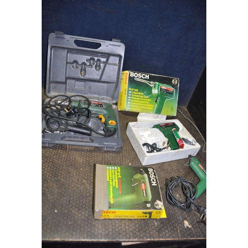 1082 - A COLLECTION OF SIX BOSCH POWER TOOLS comprising of a CSB-470-RLE drill in case, a SB350 jigsaw, a P... 