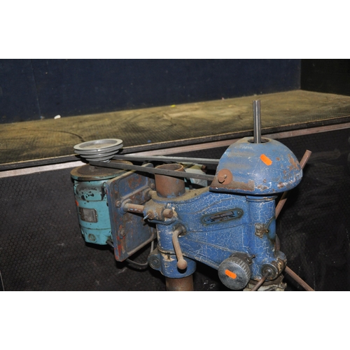 1092 - A VINTAGE ATLAS PILLAR DRILL with a British Thomson Houston motor total height 88cm along with a mac... 