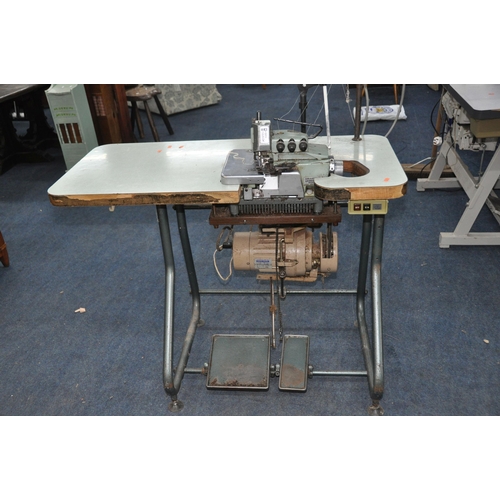 1094 - A WILCOX AND GIBBS 500/IV TYPE 504/IV OVERLOCKING SEWING MACHINE mounted into a worktable table widt... 