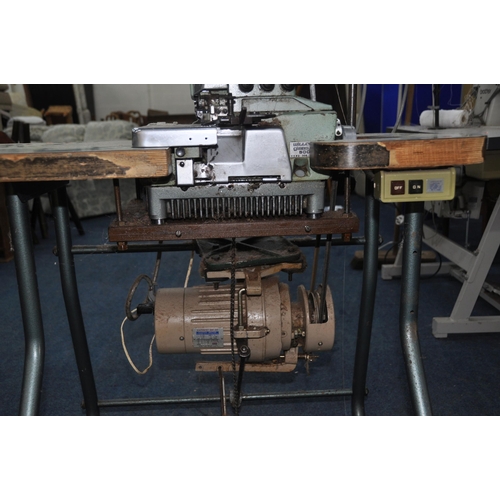 1094 - A WILCOX AND GIBBS 500/IV TYPE 504/IV OVERLOCKING SEWING MACHINE mounted into a worktable table widt... 