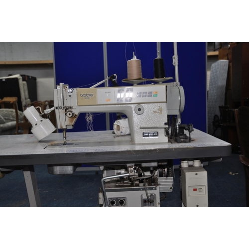 1095 - A BROTHER EXEDRA E40 INDUSTRIAL SEWING MACHINE on work table  width 105cm depth 59cm total height 15... 