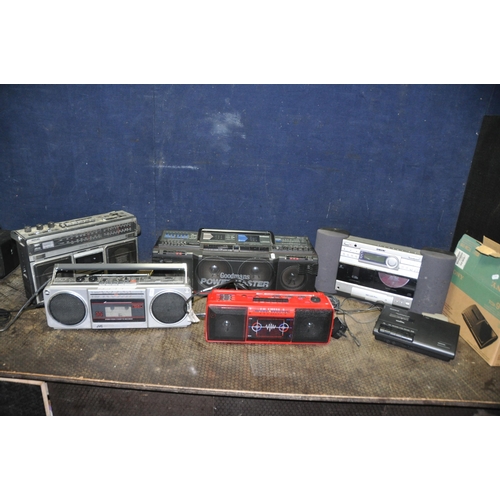 1100 - FIVE PORTABLE HI FIS  comprising of a Goodman's Power Master (one tape not turning), a Sony ZS-D7, a... 