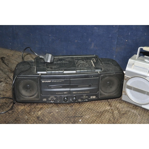 1101 - A SHARP GF-4500 PORTABLE HI FI and a Sharp WQ-CD55 portable Hi Fi (one tape not working CD doesn't p... 