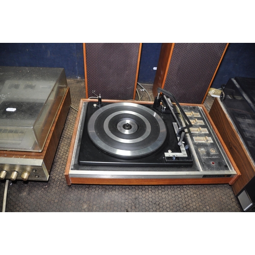 1102 - THREE MID-CENTURY MUSIC CENTRES (SPARES OR REPAIRS) comprising of a Toshiba SM3100, a Realistic 13-1... 