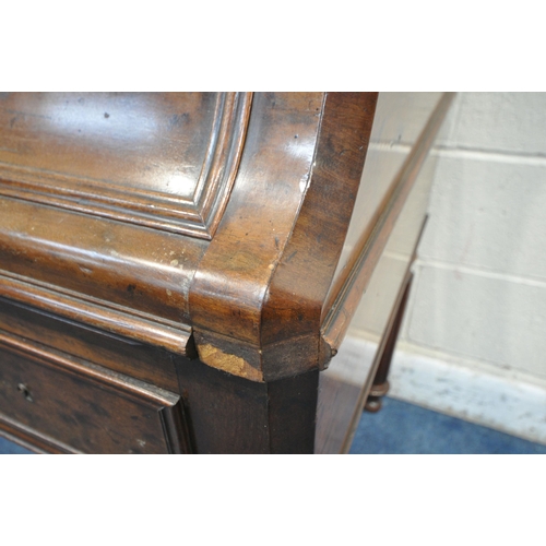 1223 - A VICTORIAN MAHOGANY DESK, the removable top section with three fall front drawers, above a sliding ... 