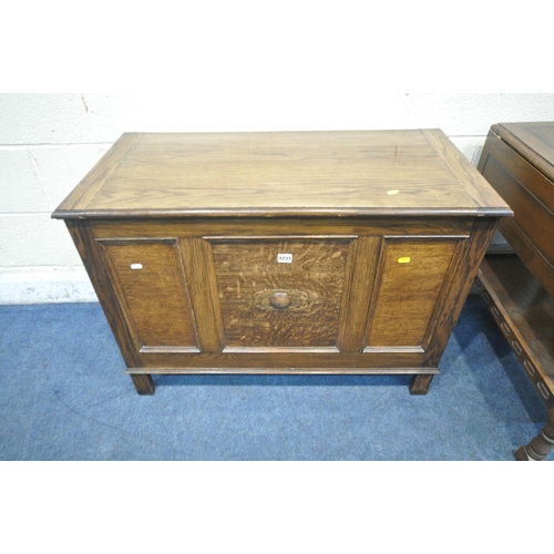 1233 - A 20TH CENTURY OAK BLANKET CHEST, width 92cm x depth 45cm x height 67cm, a two tier drop leaf table,... 