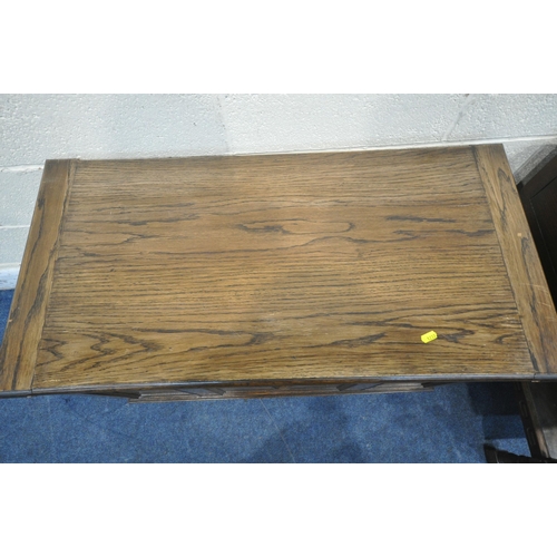 1233 - A 20TH CENTURY OAK BLANKET CHEST, width 92cm x depth 45cm x height 67cm, a two tier drop leaf table,... 